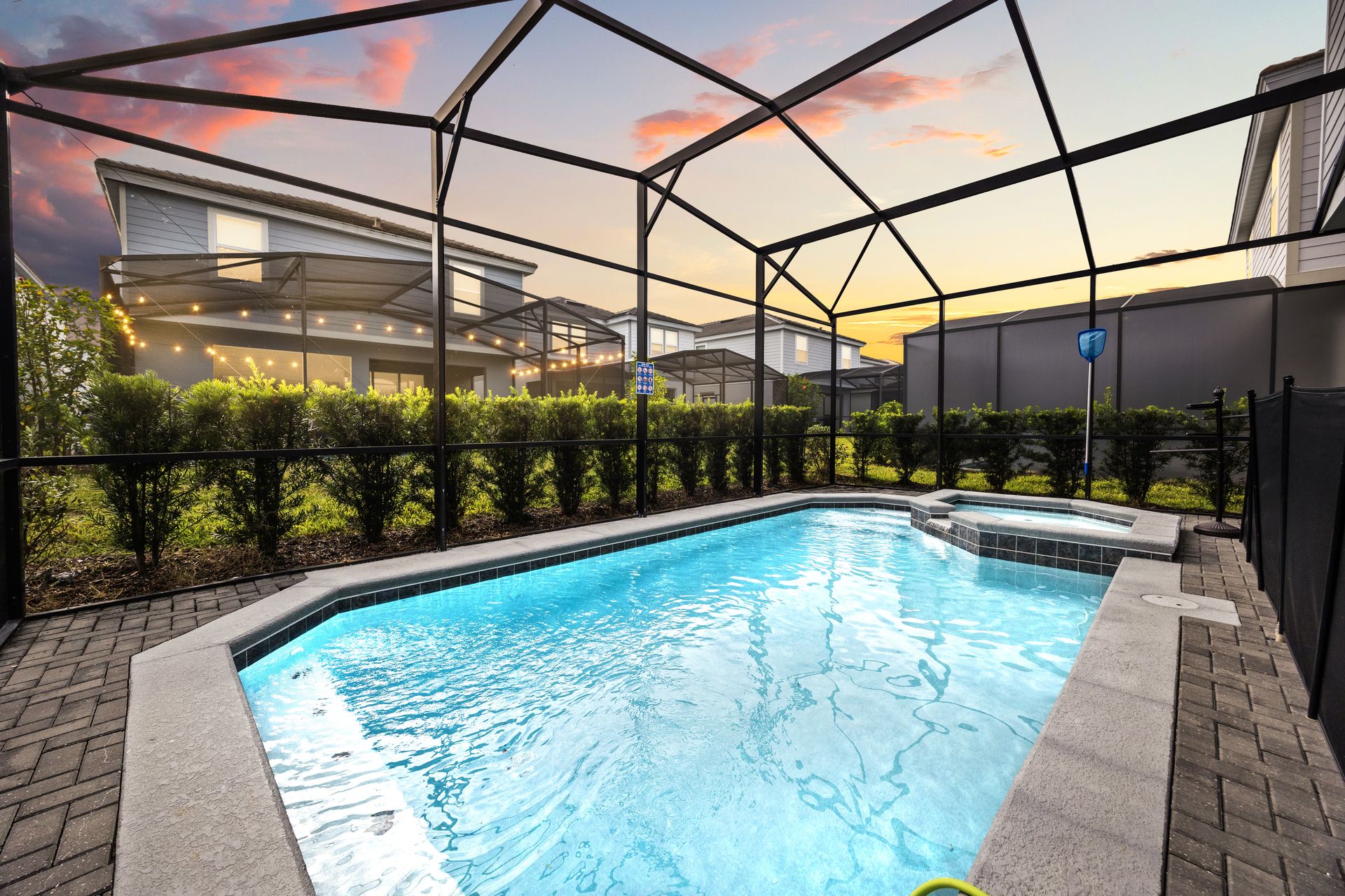 Waypoint Villa — pool at dusk